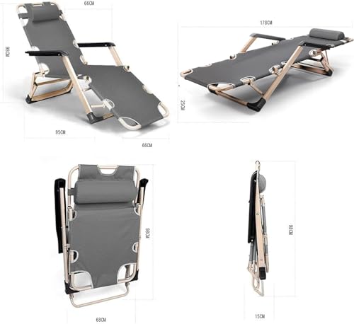 WY8 Sun lounger recliner Garden Chair Gravity Chair outdoor indoor Camping Folding Reclining Adjustable Back SUN BED (DARK GREY)