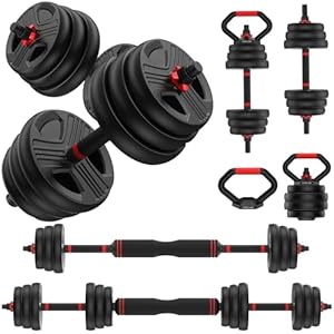 Adjustable dumbbell set,20/35/45/55/70/90lbs Free Weights set with upgraded nut, 4 in 1 Weight Set Used as Kettlebells, Barbell, Push up Stand, Fitness Exercise for Home Gym Suitable Men/Women