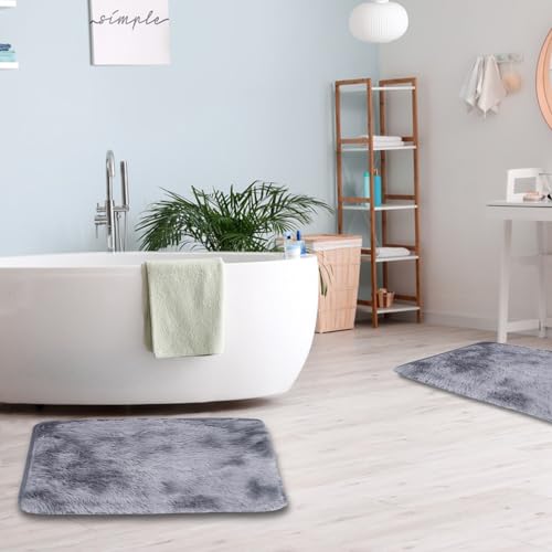 Fadcaer Badematten Set 2 Teilig Badezimmerteppich Saugfähige rutschfeste Badteppich Set Weiche Badteppich Badvorleger WC Vorleger Duschvorleger Saugfähig WC Teppich 40X60CM+50X40(U-Forme) (A) – Bild 7