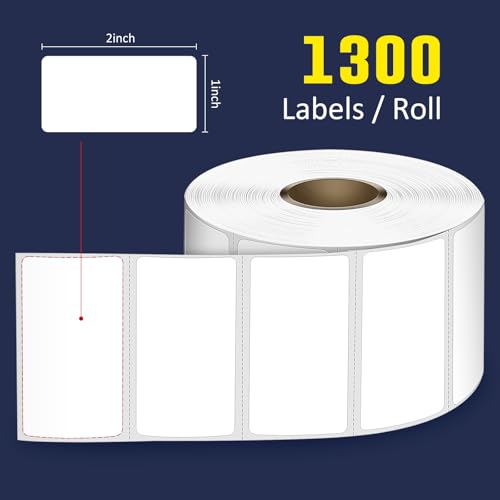 L LIKED 2x1 inch White Opaque Direct Thermal Barcode Labels, 1 Roll of 1300 Adhesive Address Labels Compatible with Munbyn, Polono, Nelko, Rollo, Zebra and Other Desktop Printers image 7