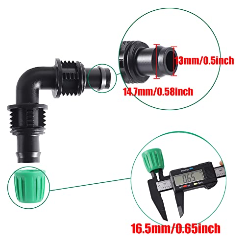 FULAIERGD 15 Pieces Drip Irrigation Hose Connector 1/2 Inch Hose (1/2 Inch ID x 0.65 Inch OD) Anti-Drop Quality Fitting (Fits 13mm ID) Lock Nut Connectors (15 Pieces Elbow) - Image 3