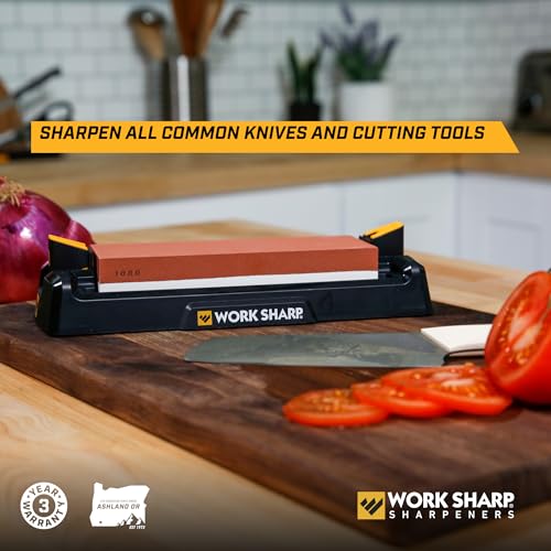 Work Sharp Benchstone Knife Sharpener, 3 Sided for Faster Manual Pocket or Hunting Knife Sharpening
