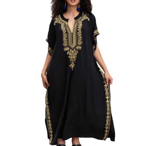 Kaftan Dresses Maxi Cover Up Batwing Sleeves Swimwear Bohemian Floral Print Loungewear Resort Vacation