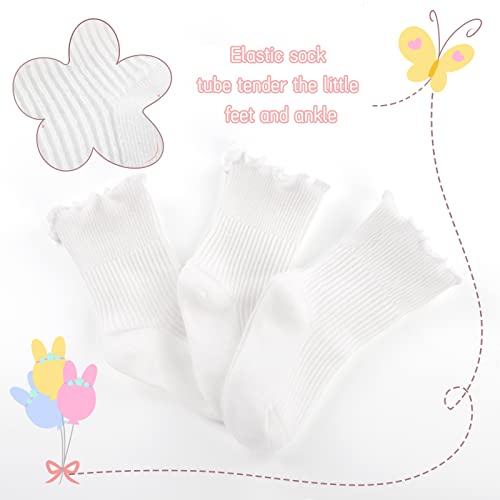 Witwot 6 Pairs Baby Girls Ruffles Ankle Socks Toddler Boys Dress Sock Soft Cotton Size 6M - 7Y4