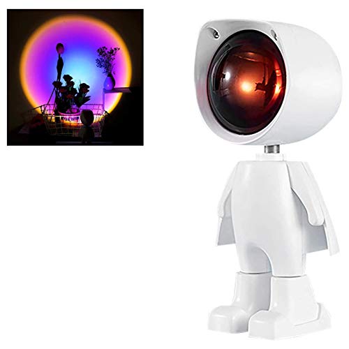 BIUDUI Sunset Projection Lamp,Night Light Projector,360 Degree Rotation Adjustable Robot Figure Projection LED Lamp, Lampe De Plancher De Projecteur De Chambre À Coucher De Lumière Dambiance Rêveuse