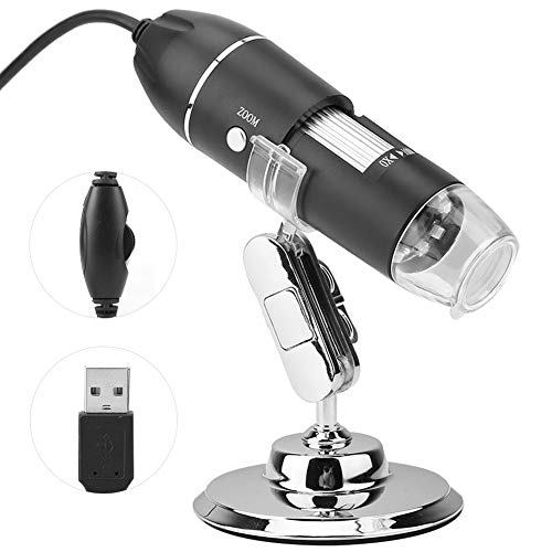 Image of USB Microscope, 50X-500X 0.3MP LED Microscope USB Magnifier for Computer with Holder for Industrial PCB Checking,Jewelry Appraisal,Detecting, etc