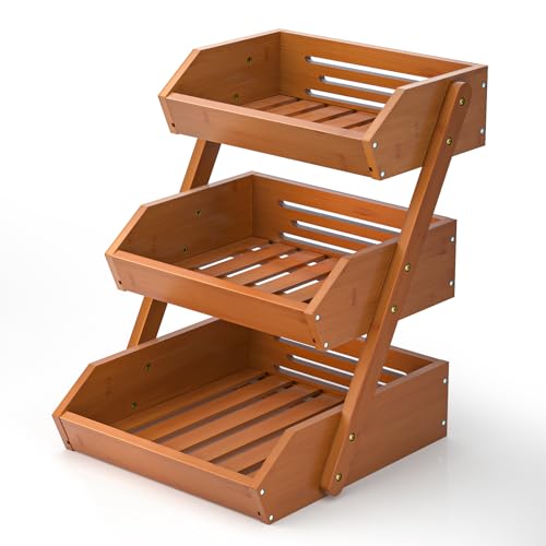 G.a HOMEFAVOR 3-Tier Fruit Basket, brown