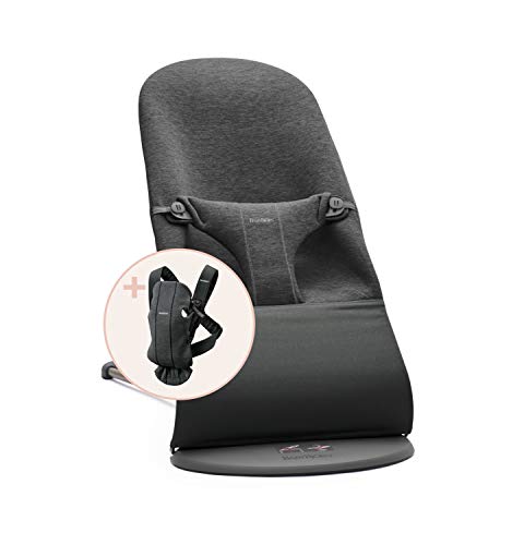 Preisvergleich Produktbild BABYBJÖRN Babywippe Bliss,3D Jersey, Schwarzgrau und Babytrage Mini, 3D Jersey, Schwarzgrau