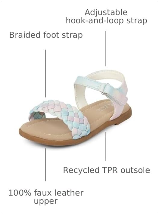 Image of The Children's Place Baby Girls' Baby Girls and Toddler Flat Sandals With Adjustable Ankle Strap
