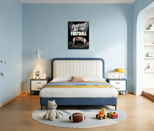 Image of Frimeeme Black and White Football Canvas Wall Art | 12x16 Inch Print for Kids Boys Room Dorm Living Room,Framed