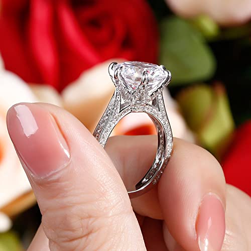 Jeulia Classic Round Cut Wedding Ring:Sterling Silver Diamond Eternity Band Engagement Anniversary Promise Bridal Set Christmas Jewelry Gift with Box3