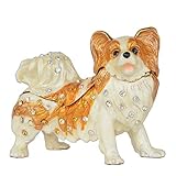 WMYATING El joyero Tiene una Forma novedosa y única, un DIS Caja de joyería Papillon Perro Bejeweled Trinket Caja Hecha a Mano Recuerdo Cajas Perro figurilla decoración Regalo marrón (Color : Brown)