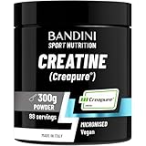 Bandini® Creatine CREAPURE® Pure Powder Monohydrate - 300g for 88 Servings - 100% Vegan - Pure and Clean Creapure Supplement for Sport, Gym, Strength & Pre Workout - No fillers - for ATP and Recovery