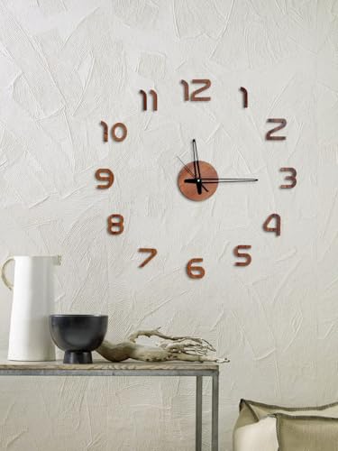 Image of cozyloom Modern Acrylic Wall Clock - Stylish Black Minimalist Design with Smooth Sweep for Living Room, Bedroom, Office, Kitchen & Home Interior Wall Decor(Brown)