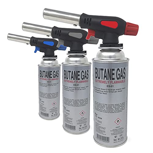 Brenneraufsatz inkl. 4 Gaskartuschen Gasfackel Gasbrenner Bunsenbrenner Butan Brenner Flambiergerät – Bild 3