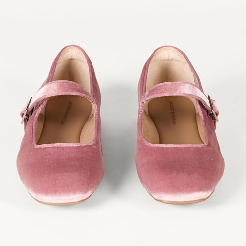Image of Amazon Essentials Women's Velvet Mary Jane Ballet Flat with Buckle Strap