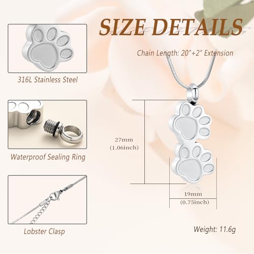 Pet Cremation Jewelry for Ashes Dog Memorial Locket Cremation Keepsake Urn Necklace for Pet Dog Cats (Silver) - Image 2