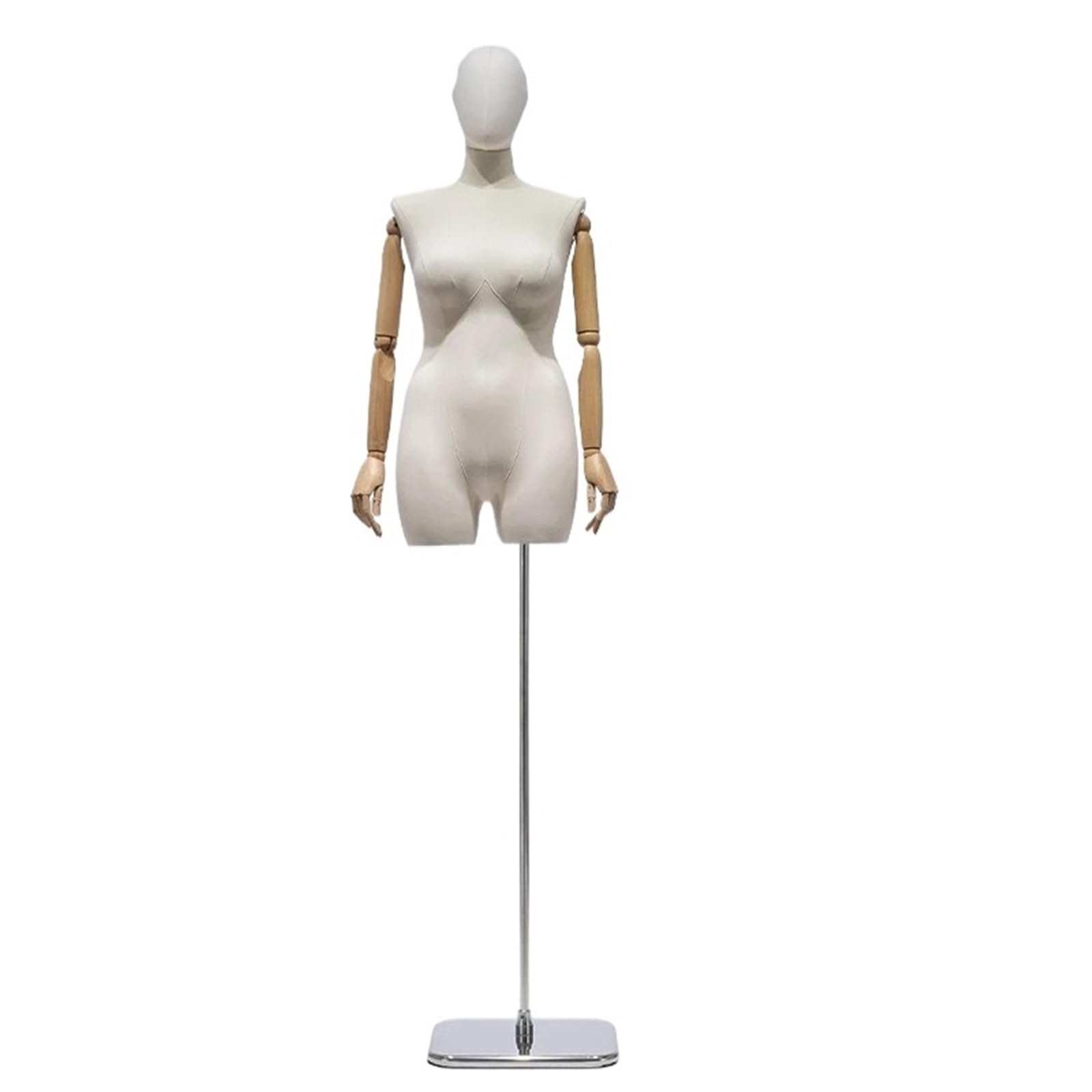 Maniqui Costura Maniquí Grande de Tela Saco for Ropa Mujer Talla , Torso maniquí Cuerpo Gordo con Manos Madera pie(White with Head 185-255cm)