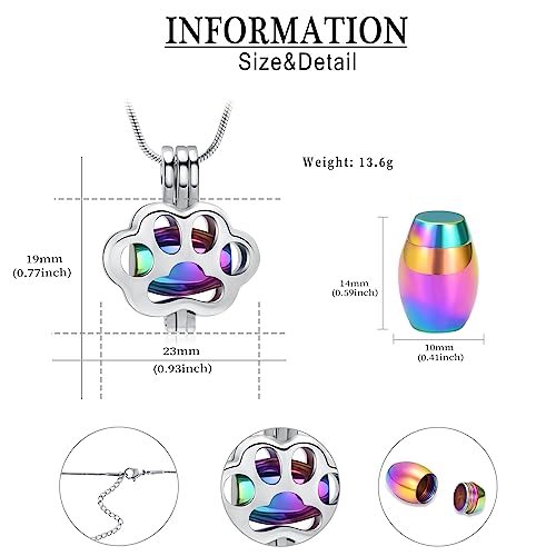 QGJNSGC Pet Cremation Jewelry for Ashes for Dog Cat Paw Print Memorial Locket Urn Necklace with Mini Case Keepsake Cremation Jewelry for Women/Men - Image 2
