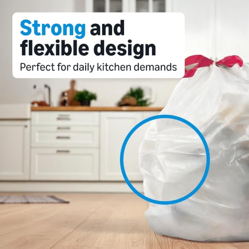 Image of Amazon Basics Scented Trash Bags, Tall Kitchen Drawstring, Clean Fresh Scent, 13 Gallon, 200 Count, Pack of 2, Packaging May Vary