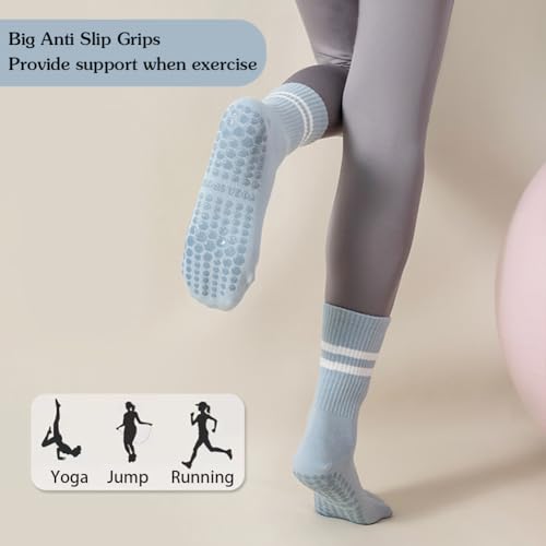 DTWAWA Womens 4Pcs Pilates Grip Socks Non Slip Yoga Socks with Grips Barre Hospital Athletic Socks for Women2