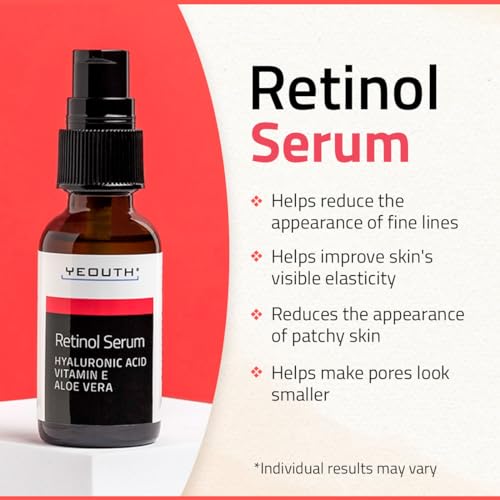YEOUTH Retinol Serum for Face with Hyaluronic Acid & Vitamin E, Hydrating Anti-Aging Facial Serum, Smoothing Night Skincare for Face 1oz image 8