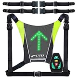 XWT Vélo 48 LED Clignotants Gilet léger USB Rechargeable Sac à Dos Clignotant Vélo sans Fil Réfléchissant Gilet LED avec 5 Réglable Indicateurs de Direction pour l'avertissement de Nuit à Vélo.