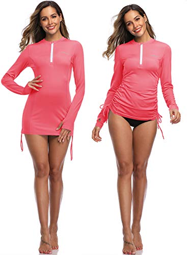 image for HISKYWIN Women's Long Sleeve UV Sun Protection Rash Guard Side Adjusta