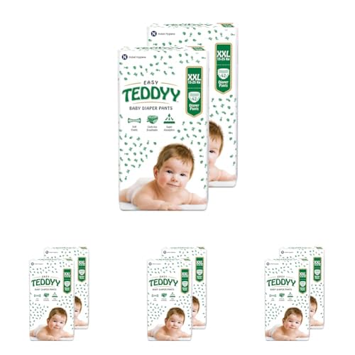Image of TEDDYY Easy Baby XXL Size Diaper Pant Style | 84 Count (Double Extra Large) |15-25 kgs (Pack of 8) | Long Protection Hours | Anti-Bacterial | Airy Breathable Fit | Rapid Soaker Channels with Wetness Indicator