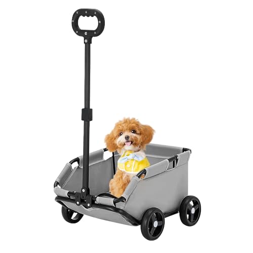 Mini passeggino per animali da compagnia,4 ruote passeggino per cane pieghevole, con maniglia di trazione estensibile all'aperto, per cani e gatti fino a 10 kg, cuscino lavabile