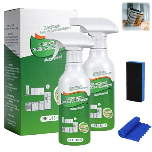 2Pcs Kitchen Cleaner Spray Multi-Purpose Kitchen Cleaner Heavy Duty Kitchen Oil Stains Spray for Kitchen Household Oven Stove Range Hood - 318ml
