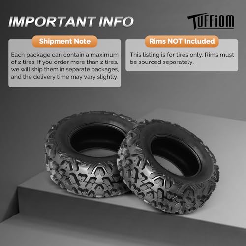 Image of TUFFIOM 25x10-12 ATV Tires Set of 2 for All Terrains, Mud Sand Off-road ATV UTV Tire for Trail Vehicles, 6 PR, Deep Tread, Tubeless