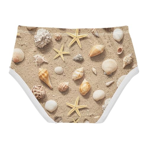 Seashells Starfish Beach Sand Toddler Girls Underwear, Girls Underwear, 2T–8 Years2