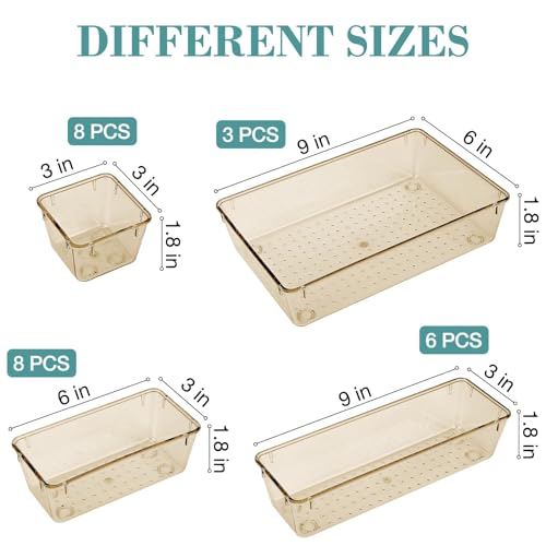 Image of 25 PCS Drawer Organizer Set, 5 Size Bathroom and kitchen organizer Trays