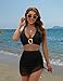 BMJL Women's High Waisted Bikini Sets Retro Swim Skirt Tummy Control Swimsuits Mesh Sarong Wraps Bathing Suits 2025(Black,S)