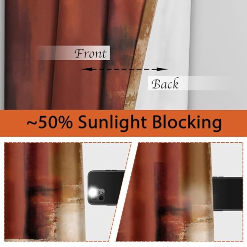 Image of Asuexpect Burnt Orange Curtains 2 Panels Abstract Rust Curtain Room Darkening Grommet Window Drapes Modern Decorative Window Treatments for Bedroom Living Room, 52x84 Inches