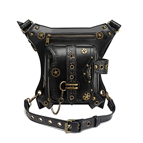 Sac bandoulière gothique Valentina rivets steampunk et attaches cuisse