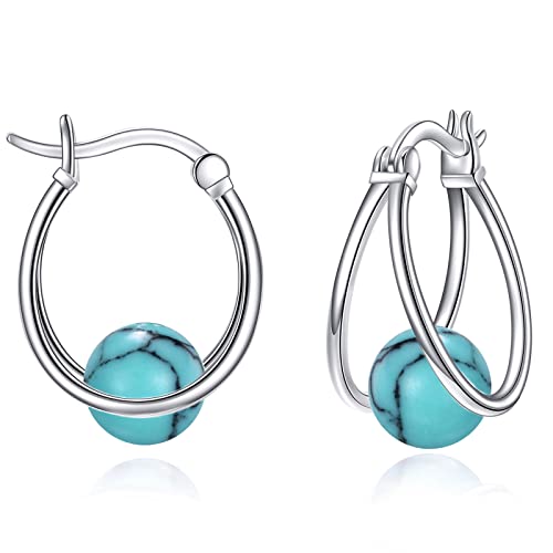 Boucles d'oreilles double hoop en argent 925 et perle élégante pour femme