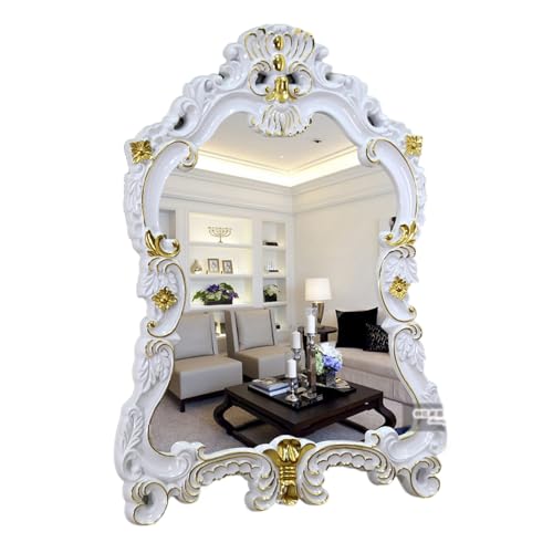 Miroir ancien blanc 57x77 cm pour entrée chic et coiffeuse vintage