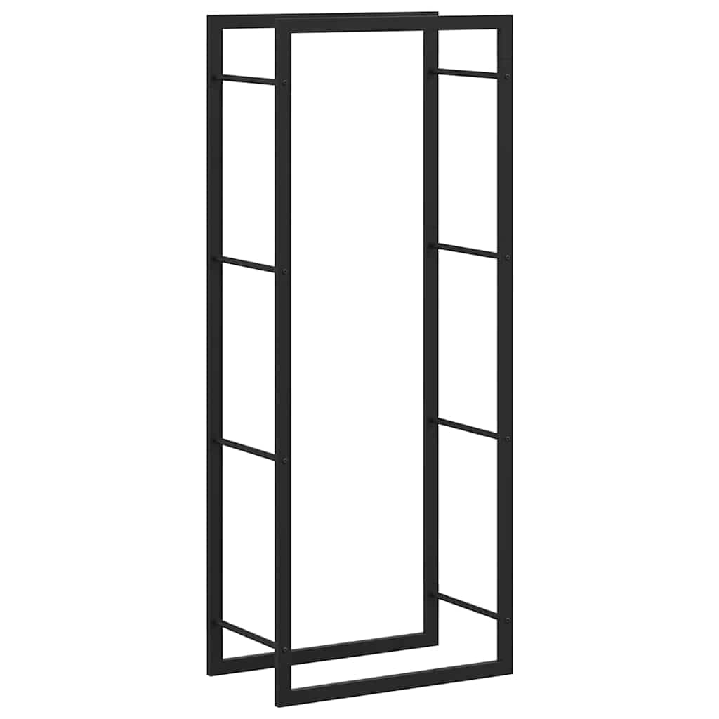 Étagère à bûches en acier noir mat