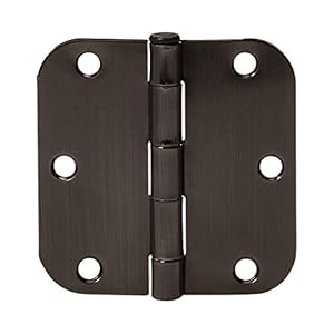Amazon Basics Rounded 5/8 Radius Interior Door Hinges, 18 Pack, Oil Rubbed Bronze, 3.5″ x 3.5″