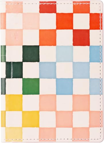 Eccolo Passport Cover Case - Premium Faux Leather, Checkered Design, 5.5x4 inches, Lightweight Travel Essential with Boarding Pass Holder Flap - Chic & Stylish Gift for Travelers
