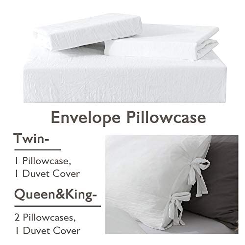 Annadaif White Duvet Cover Queen Size，3 Pieces Soft Washed Microfiber Duvet Cover Set,Comforter Cover With Bowknot Bow Tie （1 Duvet Cover 90X90 Inch, 2 Pillowcases） Easy Care Bedding Set #TOP5