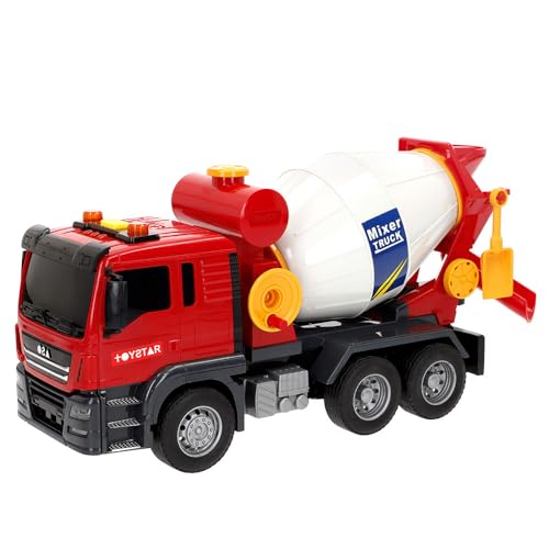 ColorBaby Speed & Go 39061 Camion de Construction Jouet bétonnière avec lumières et Sons, système de Friction, échelle 1:14, 9 x 26 x 14 cm, Voitures pour...