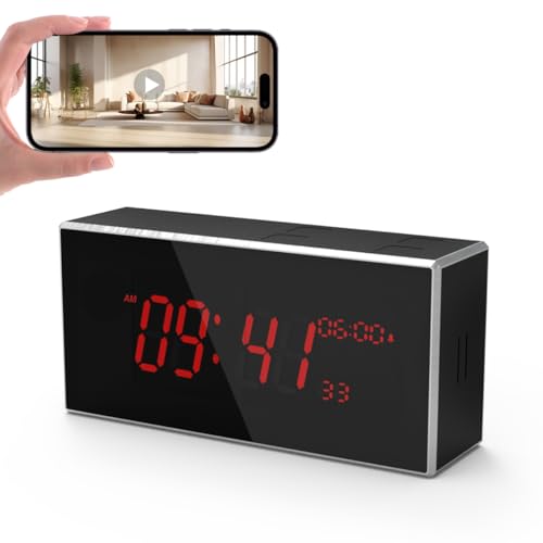 Wyfijwia Camera Clock Full HD 1080P Wireless with Night Vision,Indoor Security Camera with Motion Detection, 160° Ultra-Wide Angle 2.4/5Ghz