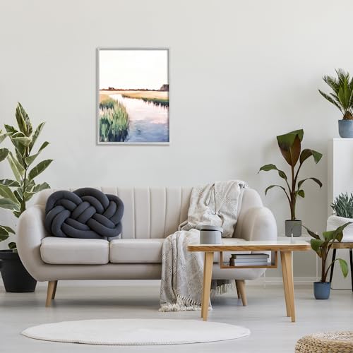 Image of Rural River Horizon Landscape, 24 x 30 Inch Framed Giclee Print