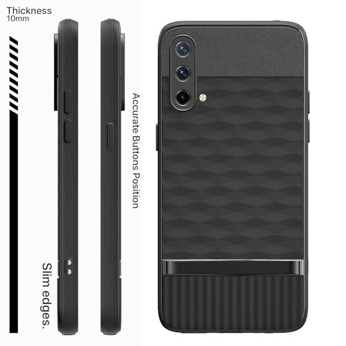 Image of Pikkme Back Cover for Oneplus Nord CE 5G Camera Protection 3D Hexa Cube Design Silicone Protective Bumper Case (Black)