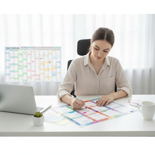 Image of ThinkCrafts 2026 Wall Calendar Daily Planner, Large Format 28.5x19 Inches, Writable Surface with Color Dot Stickers, 12 Month (F, 20x30)