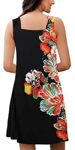 Image of SAUKOLE Summer Dresses for Women Casual Sleeveless Tank Dress Fashion V Neck Flowy Short Sundress