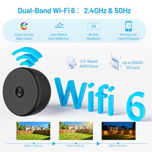 Image of Noonkey Window Camera for Home Security - 3MP Ultra HD, Full AI Color Night Vision, WiFi Indoor Window Security Camera with Custom Zone Detection, Alexa & 10X Zoom, 1Pack-2K Black